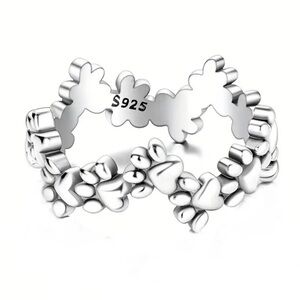 Paw Print Band Ring 925 Silver
